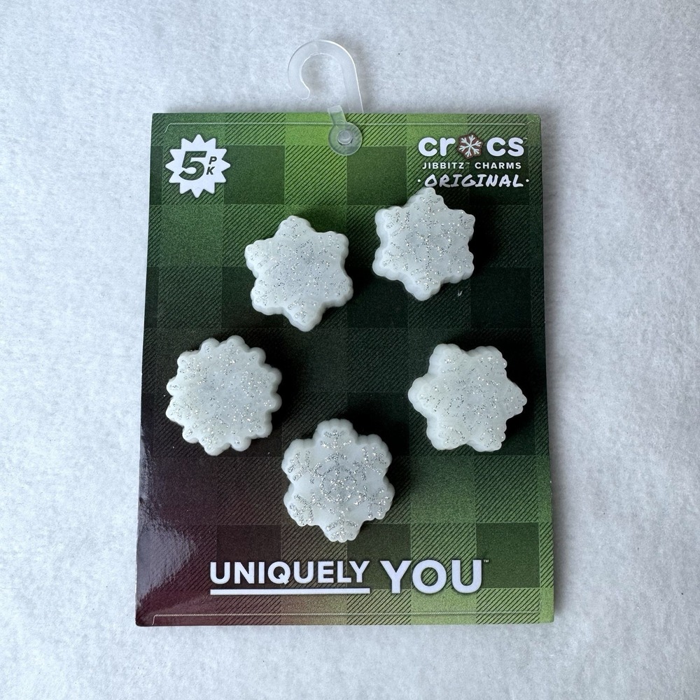Crocs‎ Jibbitz Charms White LED Winter Night Snowflake Glitter 5-Pack Uniquely